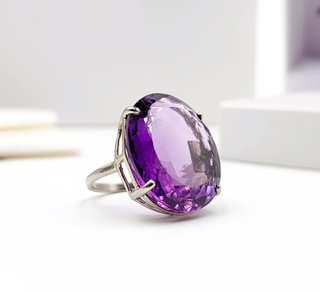 Anillo Plata Amatista Natural Grande