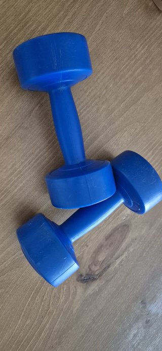 Manubri in plastica blu 2 Kg (coppia) Decathlon