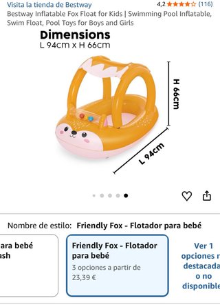 Flotador hinchable Bestway Zorro para bebé