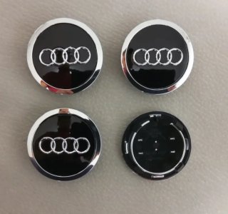 AUDI TAPAS CENTRO LLANTA EMBLEMA AUDI 69mm NEGRAS