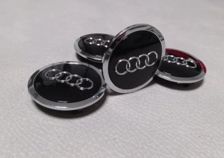 AUDI TAPAS CENTRO LLANTA EMBLEMA AUDI 69mm NEGRAS