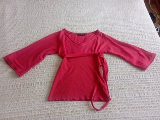 Jersey algodón manga campana fresa