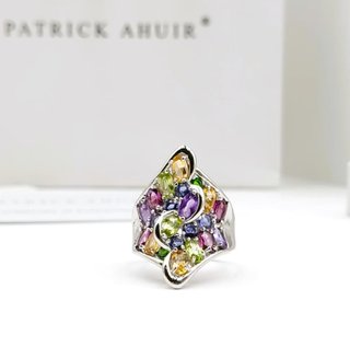 Anillo Plata Granate Citrino Peridoto Multicolor