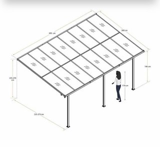 Marquesina de pared de aluminio 15 m2