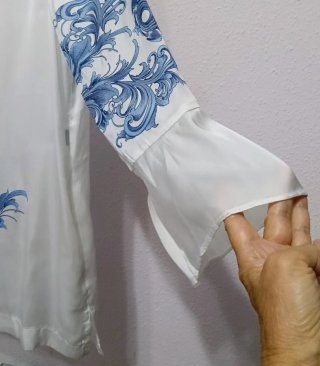 Blusa-Caftán- Elogy- blanca/Azul Talla T/M