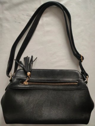 Lote 3 Bolsos y Cartera Piel Negra Vintage