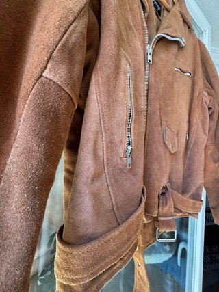 Chaqueta biker 100% cuero serraje camel XL vintage