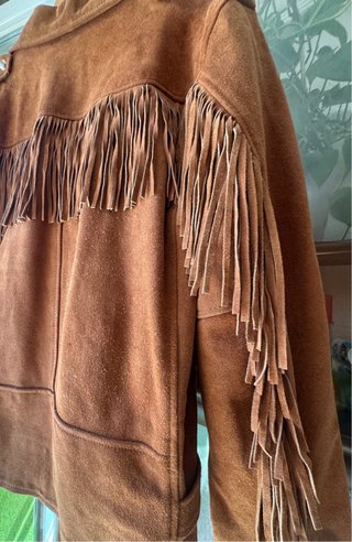 Chaqueta biker 100% cuero serraje camel XL vintage