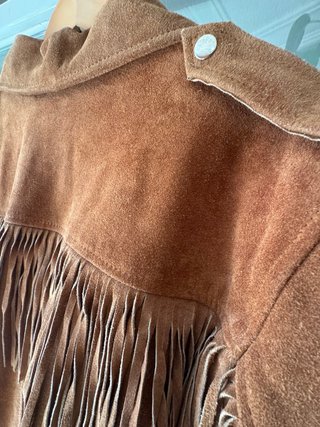 Chaqueta biker 100% cuero serraje camel XL vintage