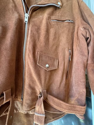 Chaqueta biker 100% cuero serraje camel XL vintage