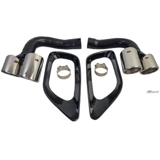 COLAS DE ESCAPE DOBLES CROMADAS + MARCO DE MOLDURA NEGRO BRILLANTE BMW X6 E71 08-14
