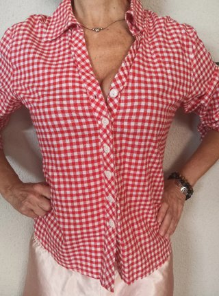 Blusa cuadros VICHY roja y blanca