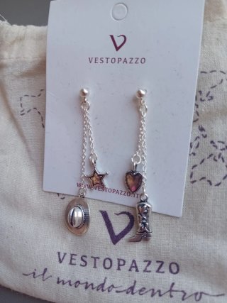 Orecchini Vestopazzo cowgirl argento