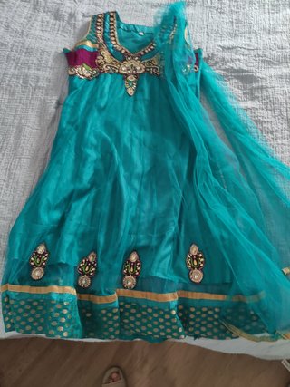 Vestido Bollywood Azul y Dorado