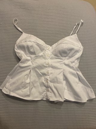 Top Zara blanco con botones