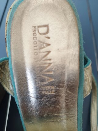 Sandalias DIANNA tacón corcho flor turquesa 37/38