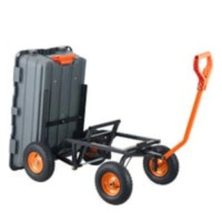 Carretilla de jardín gris y naranja
