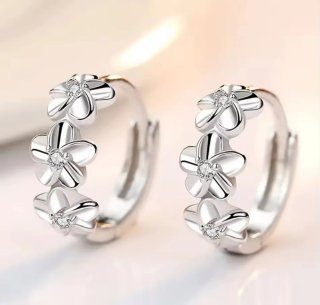 Pendientes Aro Plata Ley 925 Flor