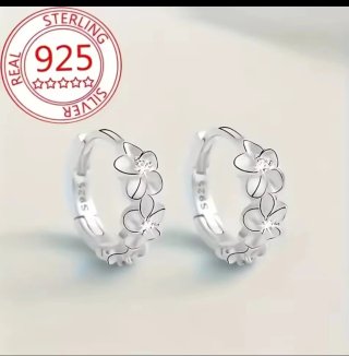 Pendientes Aro Plata Ley 925 Flor