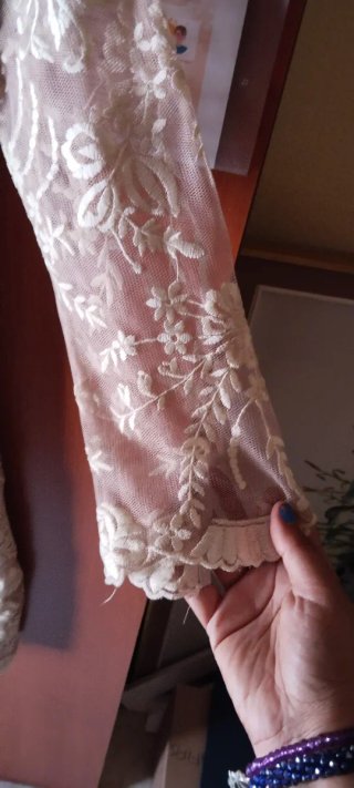 Vestido Celebración Beige Talla 40 Bordado