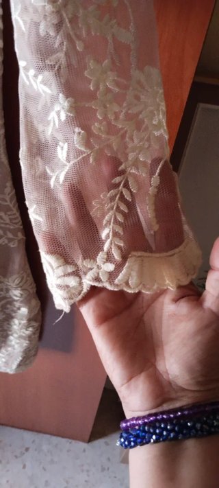 Vestido Celebración Beige Talla 40 Bordado