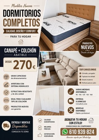 Canapé abatible + Colchón 270€