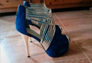 Sandalias tacón plataforma tipo 'botines' Azules