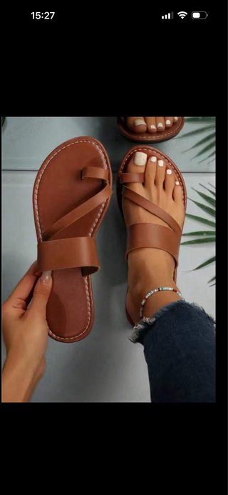 Sandalias planas mujer marrón talla 39