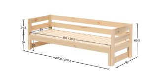 Cama alta + sofá cama madera LUFE