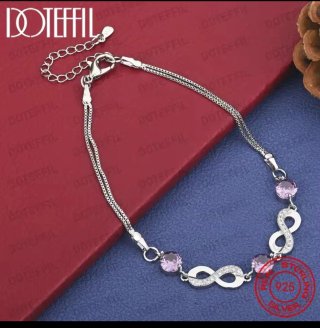 Pulsera Plata Ley 925 Infinito Lila