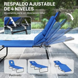 Tumbona plegable azul y negra