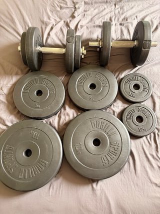 Rack, Barra, Mancuernas y Discos Gimnasio