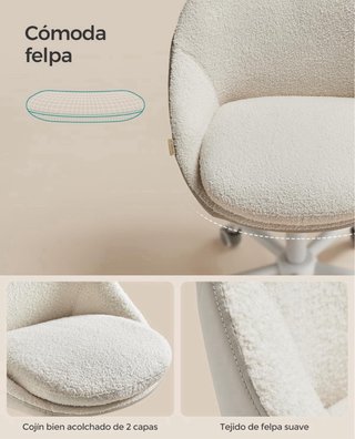 Silla de oficina beige/blanca