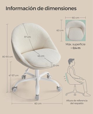 Silla de oficina beige/blanca