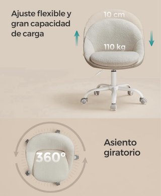 Silla de oficina beige/blanca