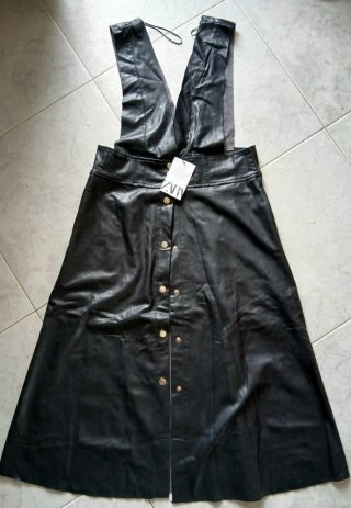 Vestido Negro Piel Zara Talla M