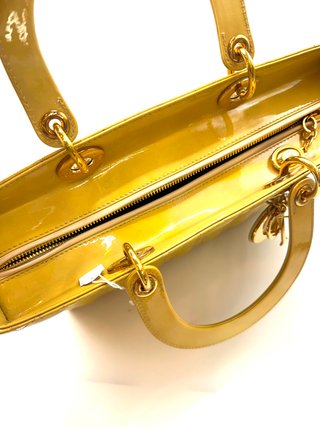 Borsa Lady Dior Gialla in Vernice