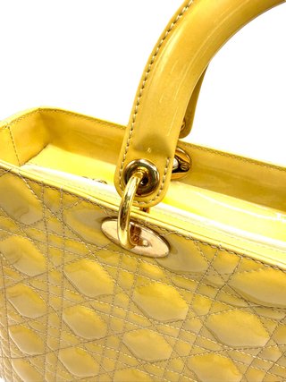 Borsa Lady Dior Gialla in Vernice