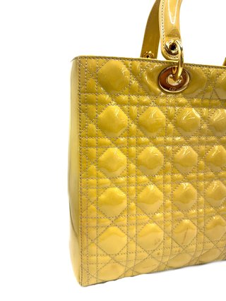 Borsa Lady Dior Gialla in Vernice