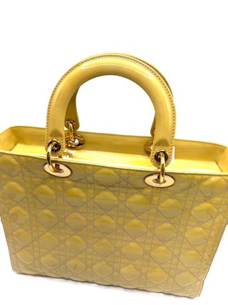 Borsa Lady Dior Gialla in Vernice