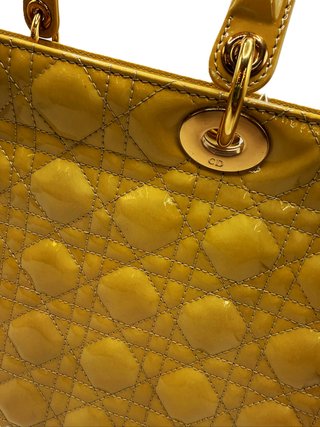 Borsa Lady Dior Gialla in Vernice