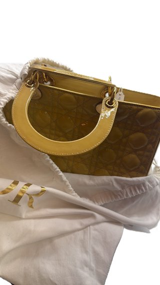 Borsa Lady Dior Gialla in Vernice