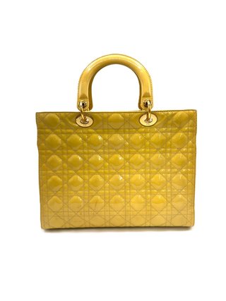 Borsa Lady Dior Gialla in Vernice