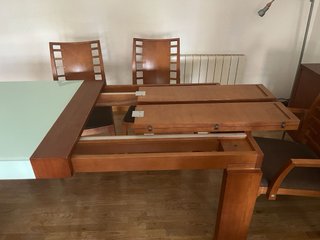 Mesa comedor extensible y 6 sillas cerezo