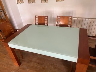 Mesa comedor extensible y 6 sillas cerezo