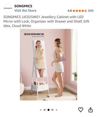 Espejo joyero SONGMICS Blanco NUEVO