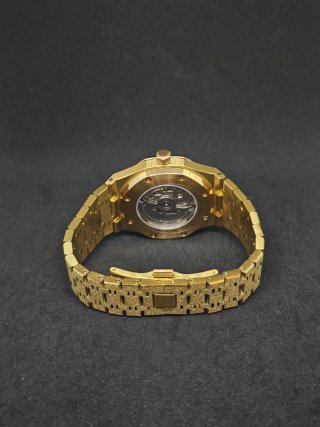 Reloj Seiko Mod Royal Oak Oro Dorado Dial Negroo