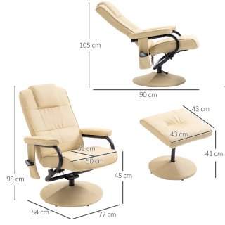 Poltrona Relax Reclinabile con Massaggio e Pouf