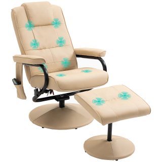 Poltrona Relax Reclinabile con Massaggio e Pouf