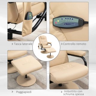 Poltrona Relax Reclinabile con Massaggio e Pouf